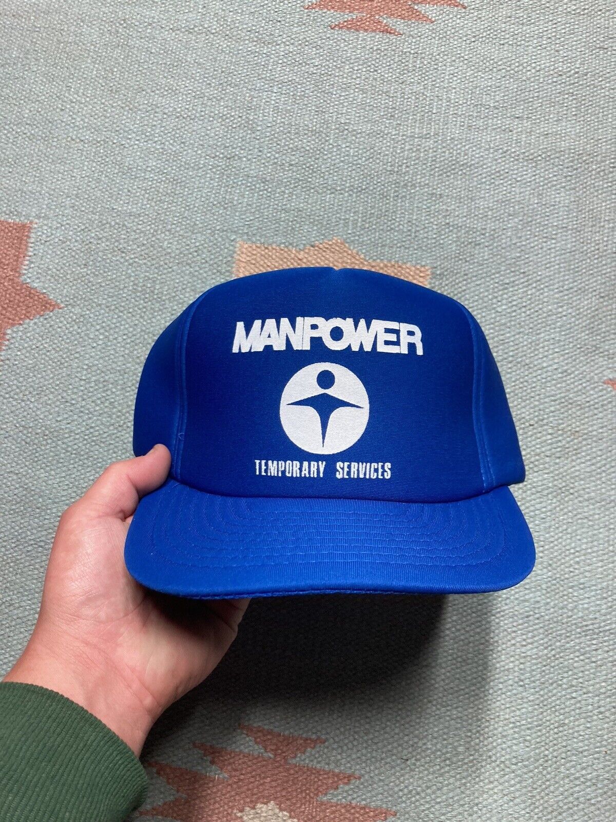 Vintage VTG 80s SnapBack hat Manpower temporary services blue Size ONE SIZE - 2 Thumbnail