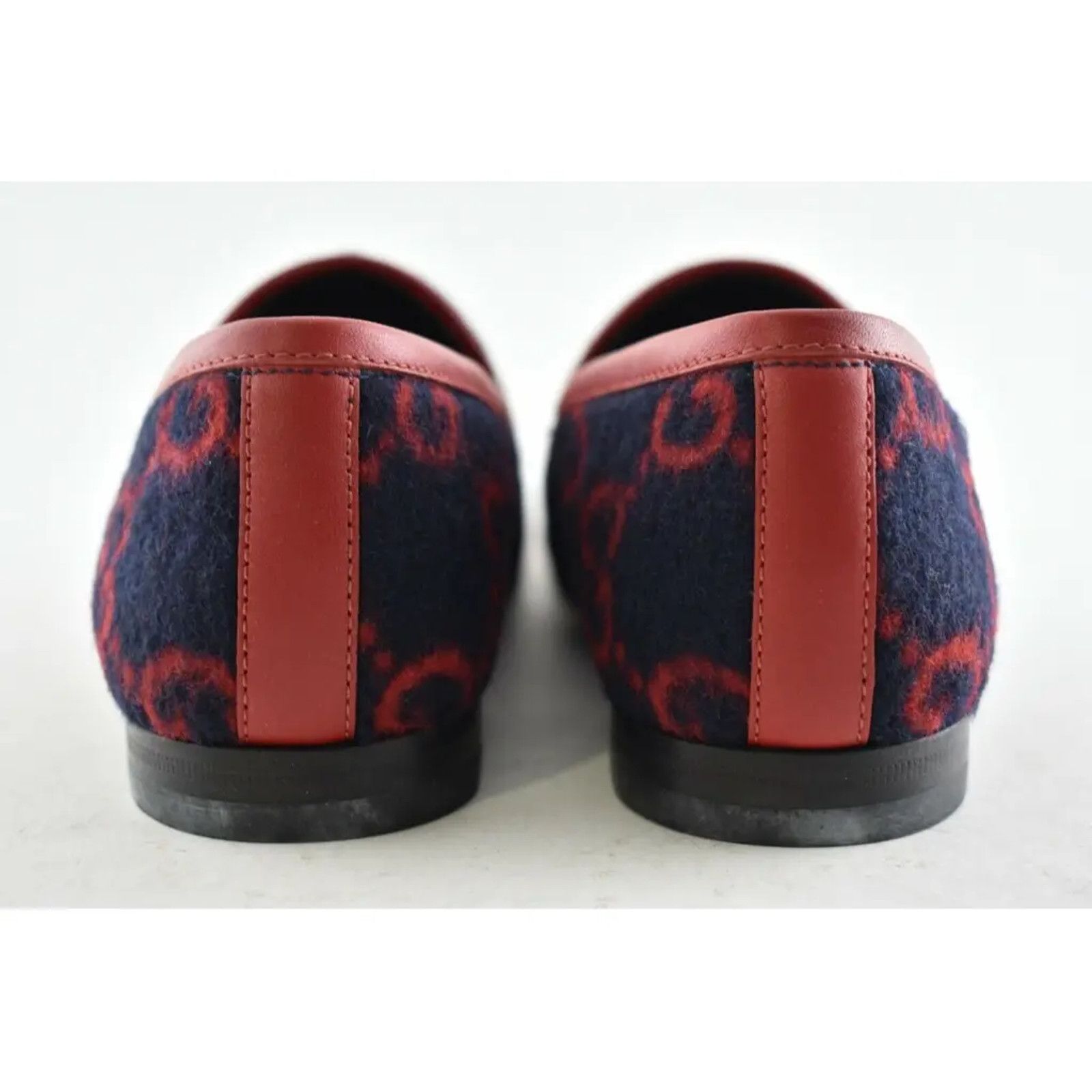 Gucci Gucci New Jordaan Wool Blue Red GG Logo Horsebit Size US 8 / IT 38 - 11 Thumbnail