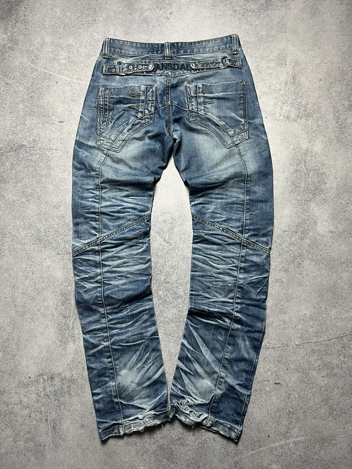 Japanese Brand Y2K Gothic Alt Rick Owens Style Trashed Mudwash Jeans Size US 31 - 5 Thumbnail