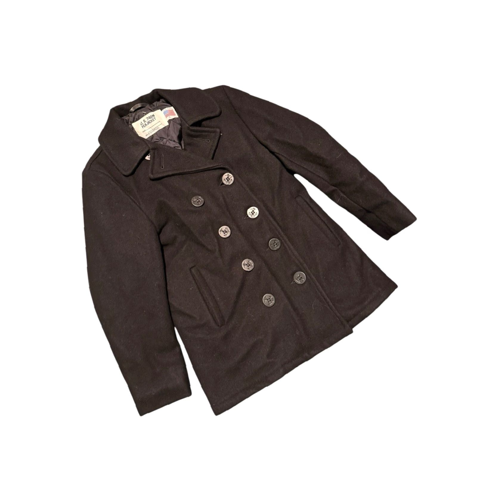 Schott VINTAGE SCHOTT US 740N Womens Pea Coat/Jacket MFG NY Size 6 Black Wool Made In USA Wool Blend Dry Clean Only Regular Fit Long Sleeve Button Coat Size M / US 6-8 / IT 42-44 - 3 Thumbnail