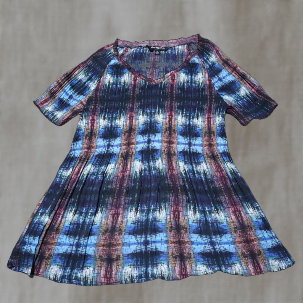 Vintage Sharago Sharagano Shirt Women XL Blue Short Sleeve Beaded Lightweight Casual Vintage No Size XL / US 12-14 / IT 48-50 - 1 Thumbnail