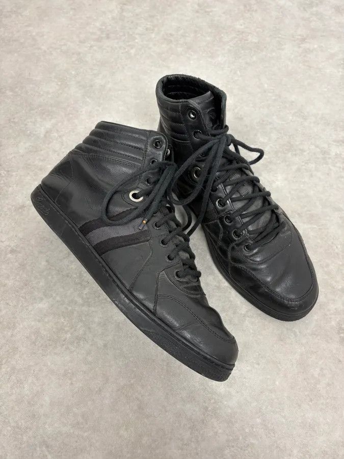 Gucci 2000s Gucci Black Italian Leather High Sneakers Size US 9 / EU 42 - 5 Thumbnail