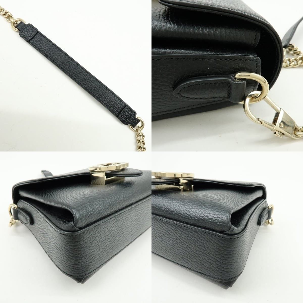 Gucci Gucci Interlocking G Flap Bag Calfskin Shoulder Black Size ONE SIZE - 4 Thumbnail
