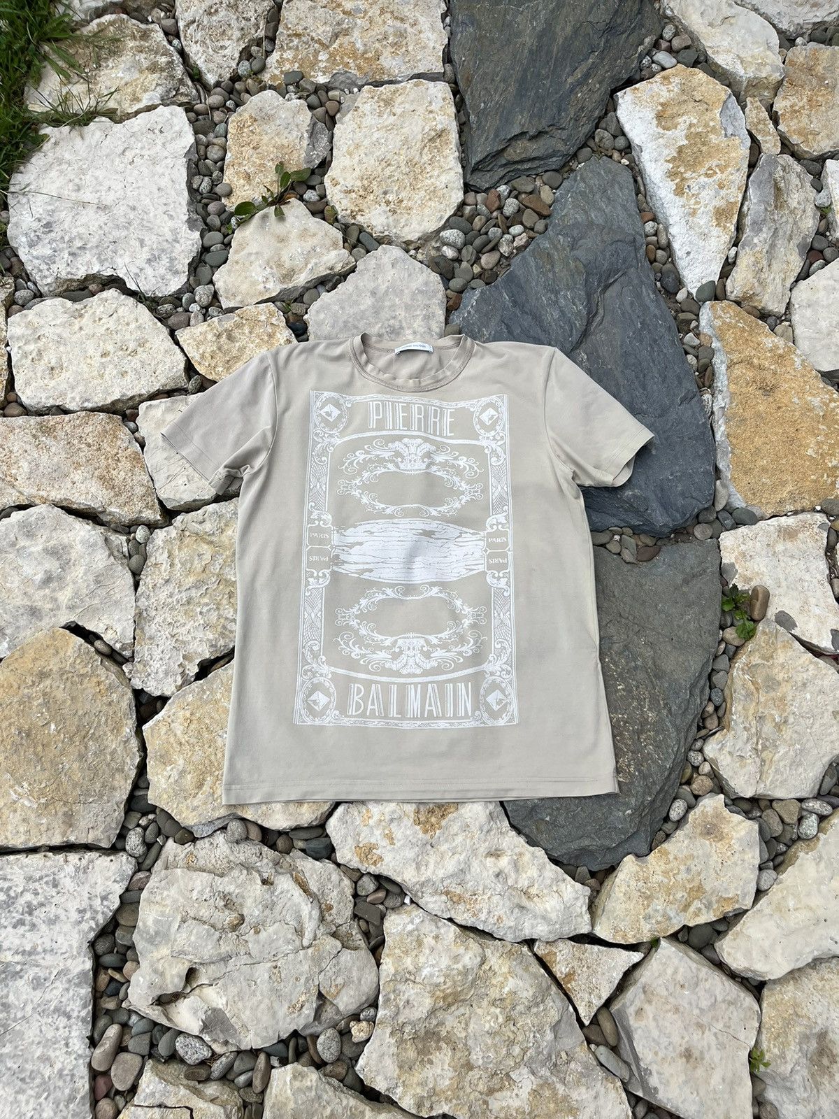 Balmain × Designer × Pierre Balmain Pierre Balmain stretchy t-shirt tee mirror reflection card Size US L / EU 52-54 / 3 - 1 Thumbnail