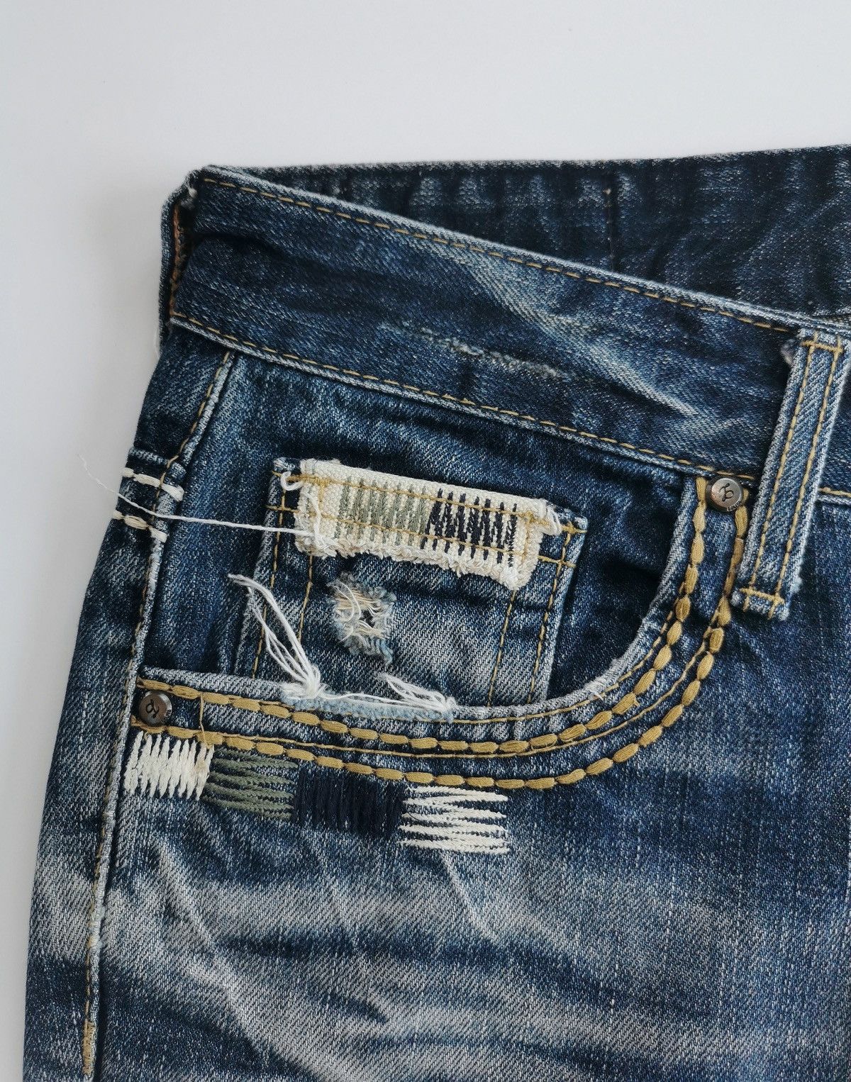Kapital Lolita Faded Structure Distressed Denim Jeans Size US 31 - 5 Thumbnail