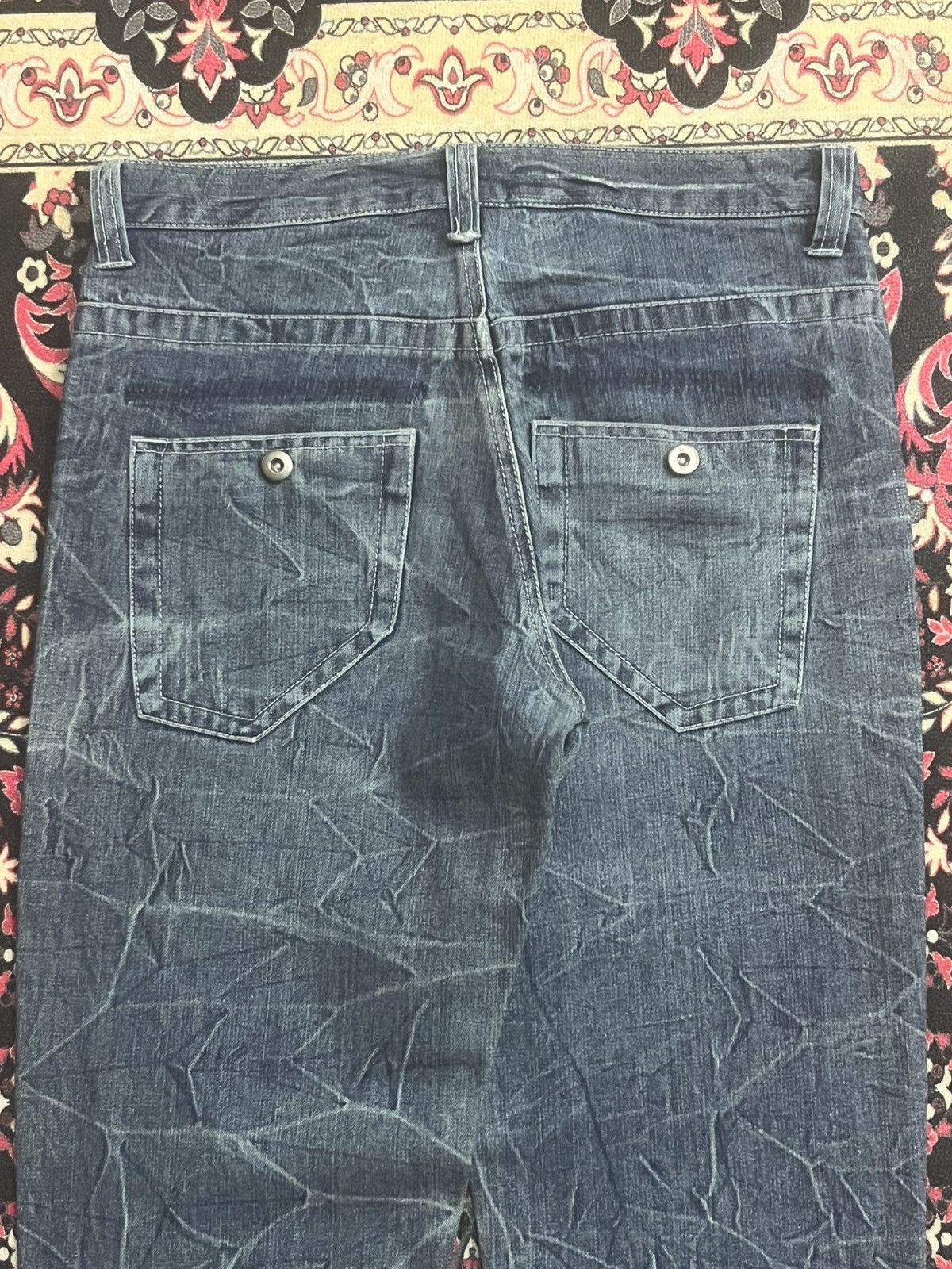 Hysteric Glamour Japanese Brand Jungle Storm Blue Cracked Distressed Jeans Size US 32 / EU 48 - 6 Thumbnail