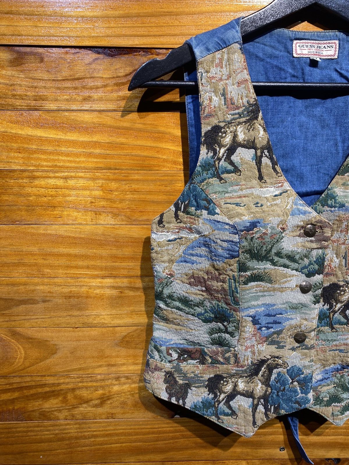 Guess Vintage 90s Guess Jeans Horse Tapestry Western Vest USA Made Size M / US 6-8 / IT 42-44 - 8 Thumbnail