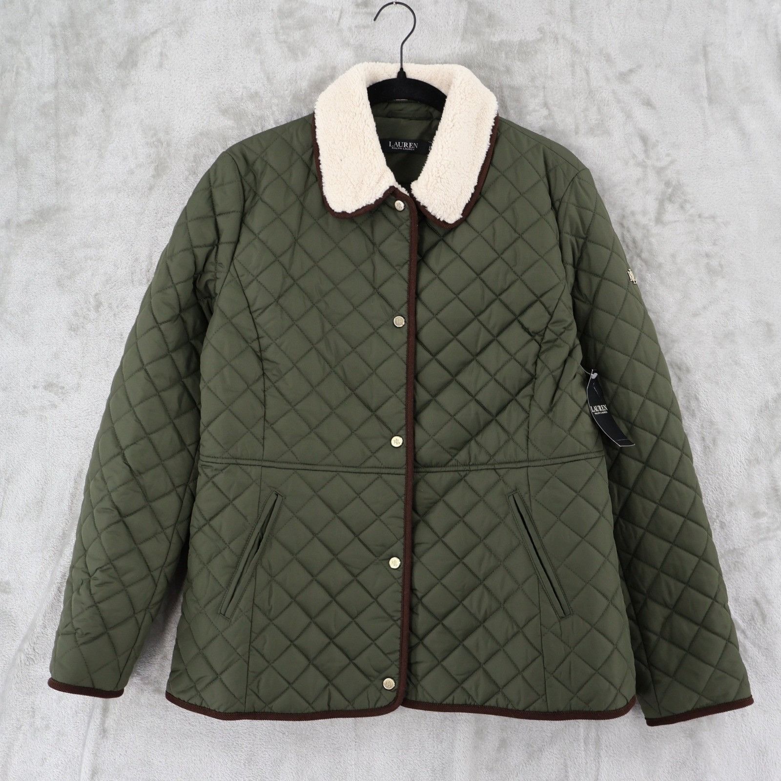 Lauren Ralph Lauren Lauren Ralph Lauren Faux-Sherpa-Collar Quilted Coat Womens L Size L / US 10 / IT 46 - 1 Thumbnail