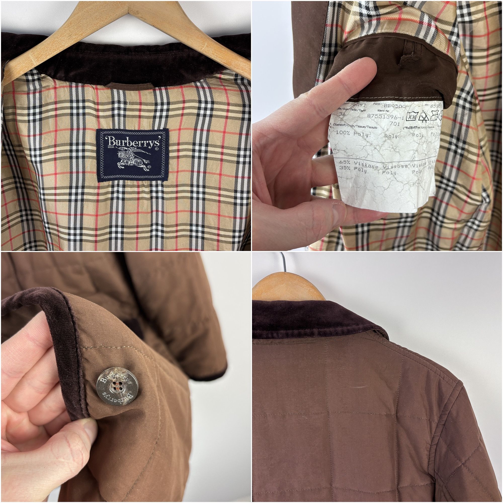 Burberry × Vintage Vintage Burberrys Nova Check Quilted Jacket Coat Brown 36 Size L / US 10 / IT 46 - 5 Thumbnail