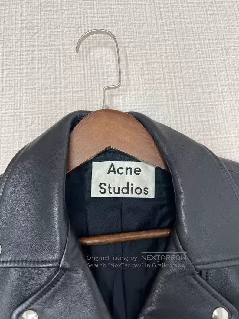 Acne Studios Acne Studios Solid Color Biker Leather Jacket with Zipper Size XS / US 0-2 / IT 36-38 - 4 Thumbnail
