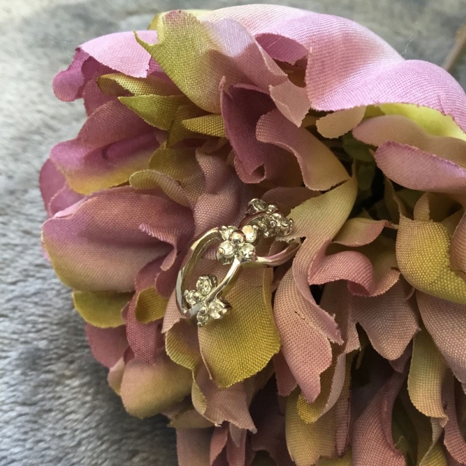 Other Silver Trio Butterfly Crystals Ring Size ONE SIZE - 4 Thumbnail