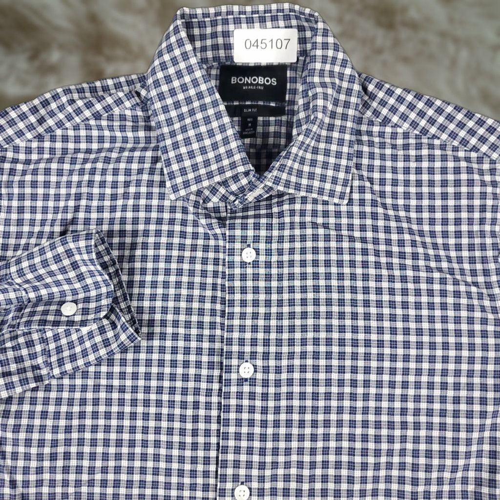 Bonobos Bonobos Shirt Mens Medium Blue Plaid Button-Up Long Sleeve Casual Business Formal Travel Workwear Modern Preppy Size US M / EU 48-50 / 2 - 1 Thumbnail