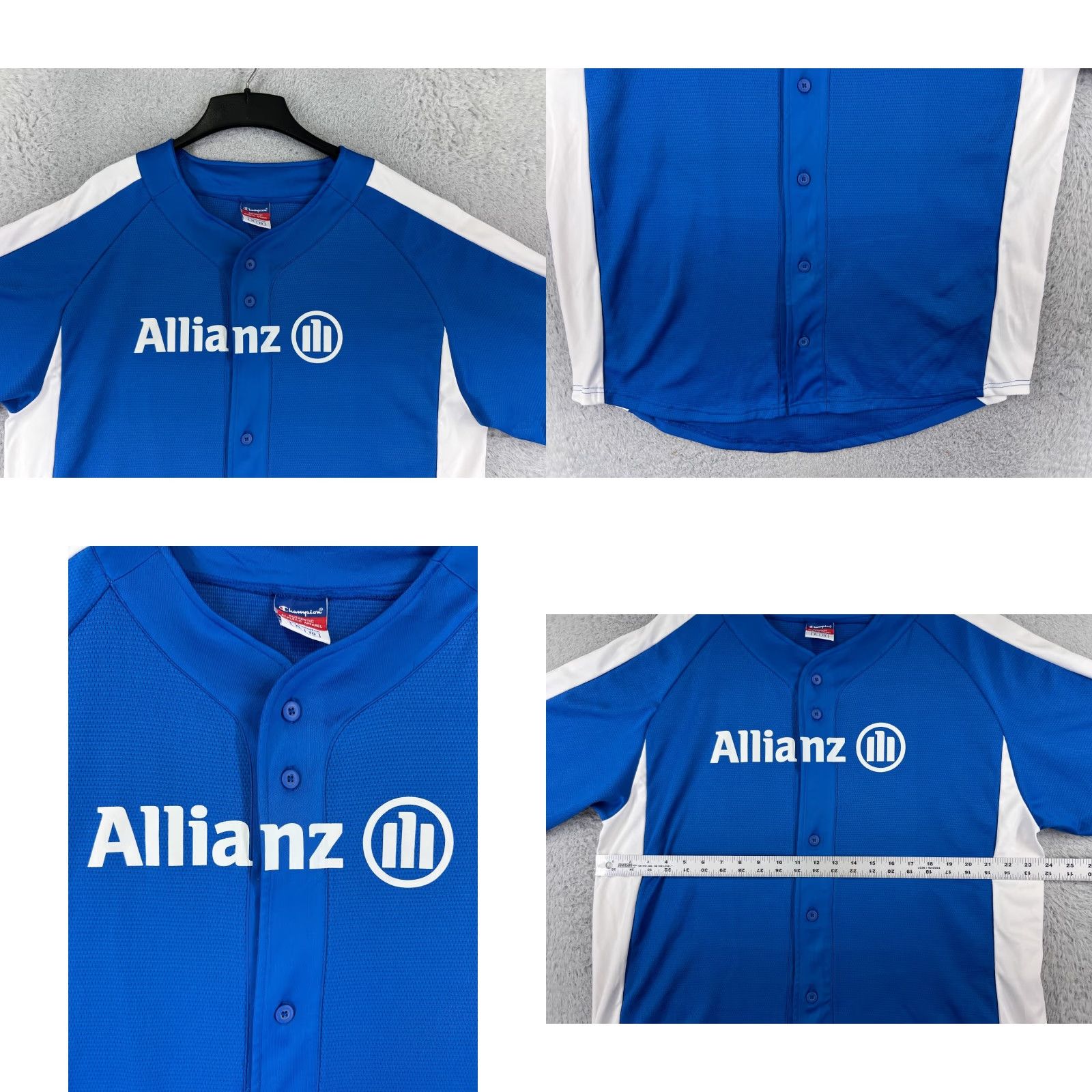 Champion Champion Baseball Jersey Adult XL Blue Button Up Polyester Jersey Mens Regular Short Sleeve Sports Gym Casual Shirt Size US XL / EU 56 / 4 - 8 Thumbnail