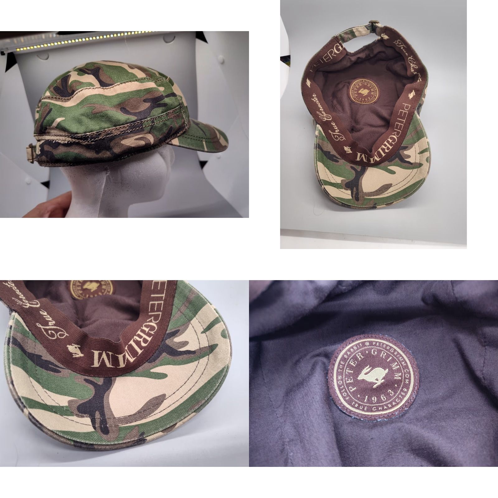 Vintage VINTAGE Peter Grimm Women's Camo Biker Cap Adjustable Strap L/XL Unisex Cotton Size ONE SIZE - 8 Thumbnail