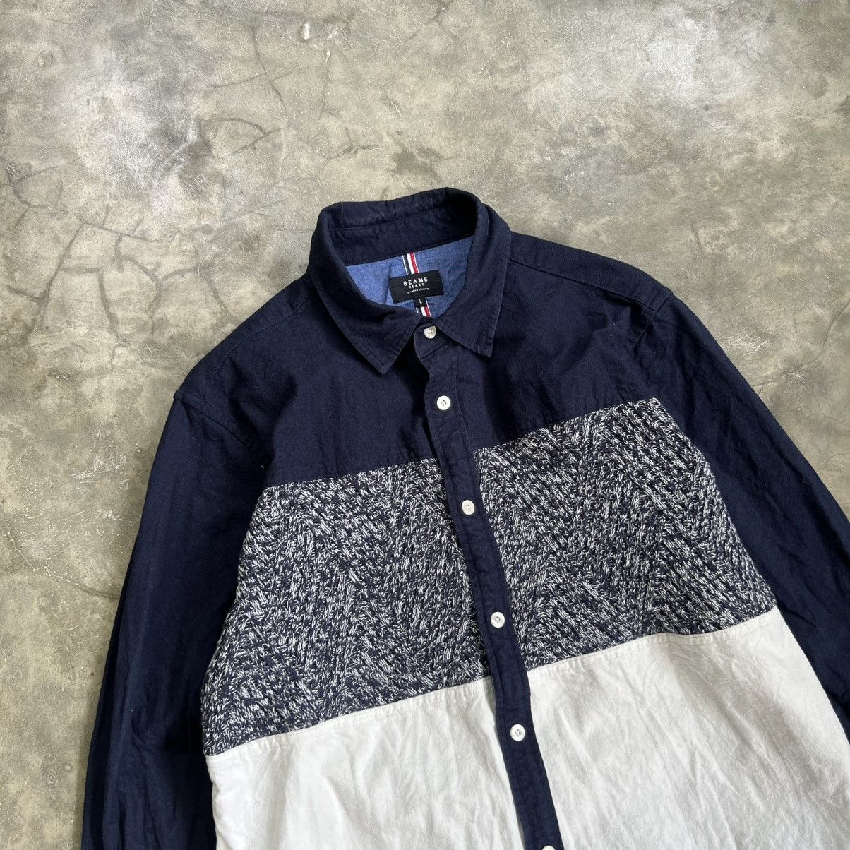 Beams Plus Beams Heart 3 Tone Knit Long Sleeve Shirt Size US L / EU 52-54 / 3 - 2 Thumbnail