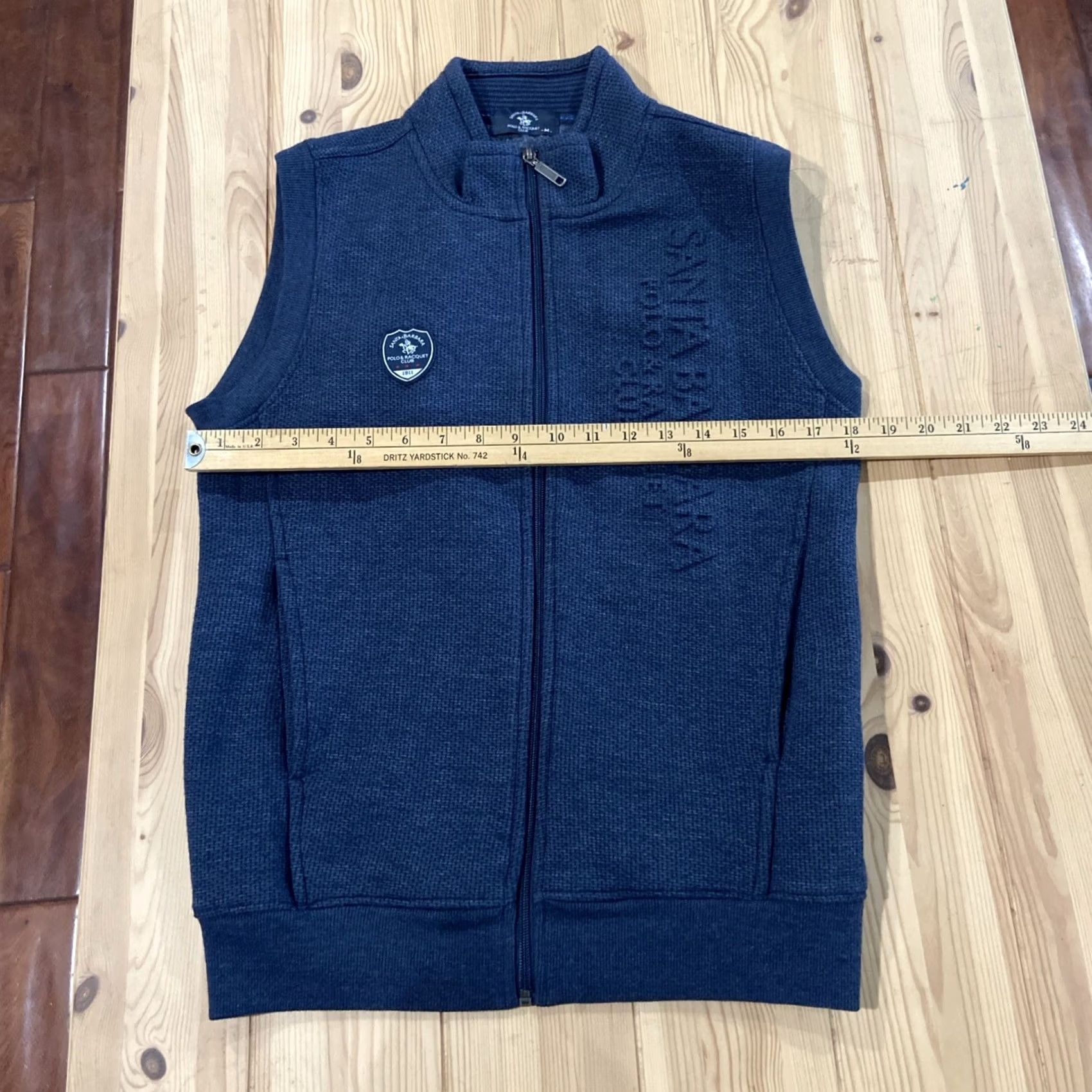 Vintage Santa Barbara Polo & Racquet Club Vest Medium Luxury Solid Blue Polyester Rayon Button Puffer Jacket All Seasons Golf Men M Regular Vintage No 90s Size US M / EU 48-50 / 2 - 6 Thumbnail