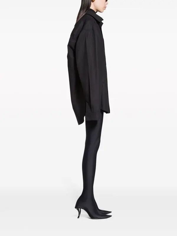 Balenciaga o1bcso1str1025 Kick Collar Shirt Large Fit in Black Size US S / EU 44-46 / 1 - 3 Thumbnail