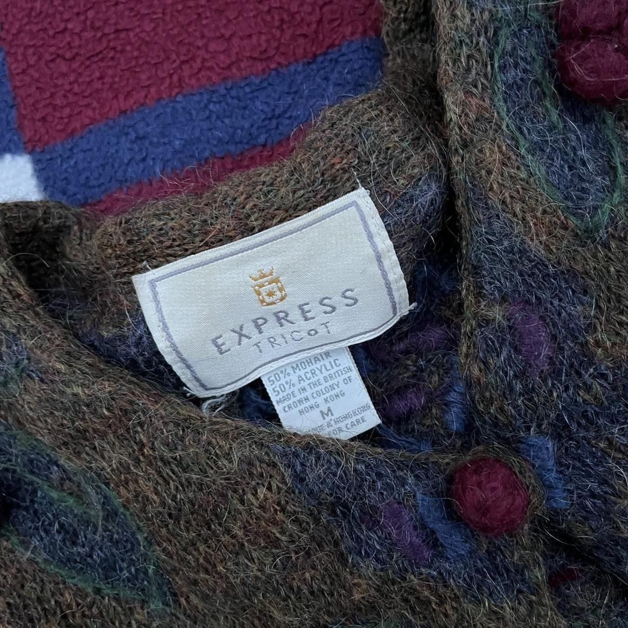 Express Vintage Express Tricot Floral 3D Berry Mohair cadigan Size M / US 6-8 / IT 42-44 - 3 Thumbnail