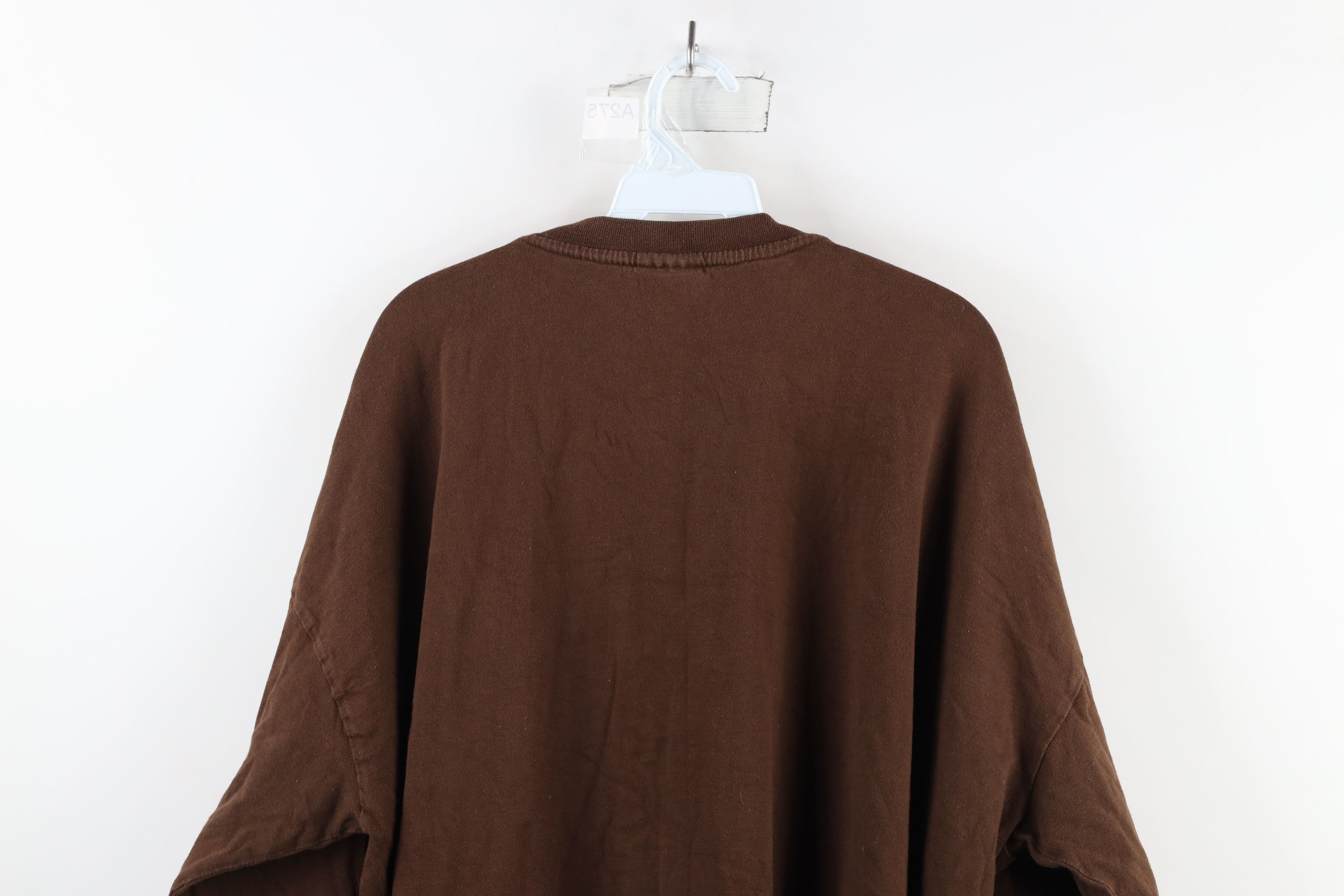 Vintage Vintage 90s Streetwear Long Sleeve T-Shirt Brown Cotton Size US XXL / EU 58 / 5 - 7 Thumbnail