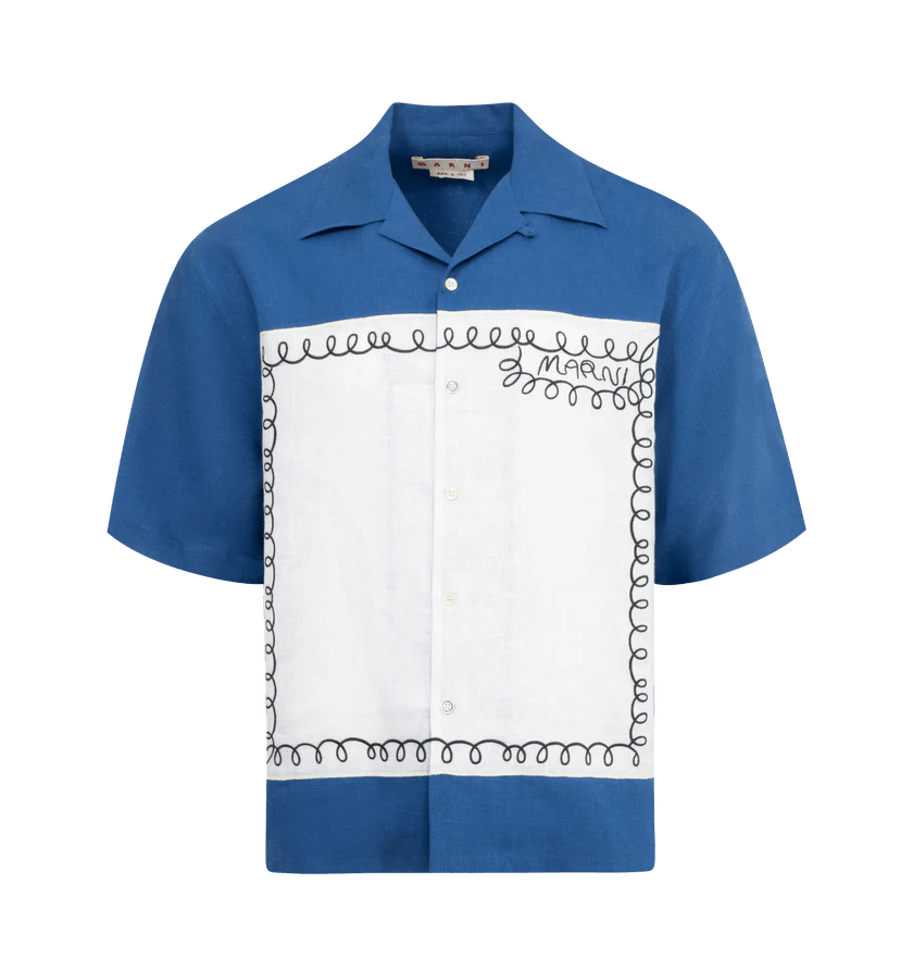 Marni o1h1sh11224 Logo Shirt in Blue Size US M / EU 48-50 / 2 - 1 Thumbnail