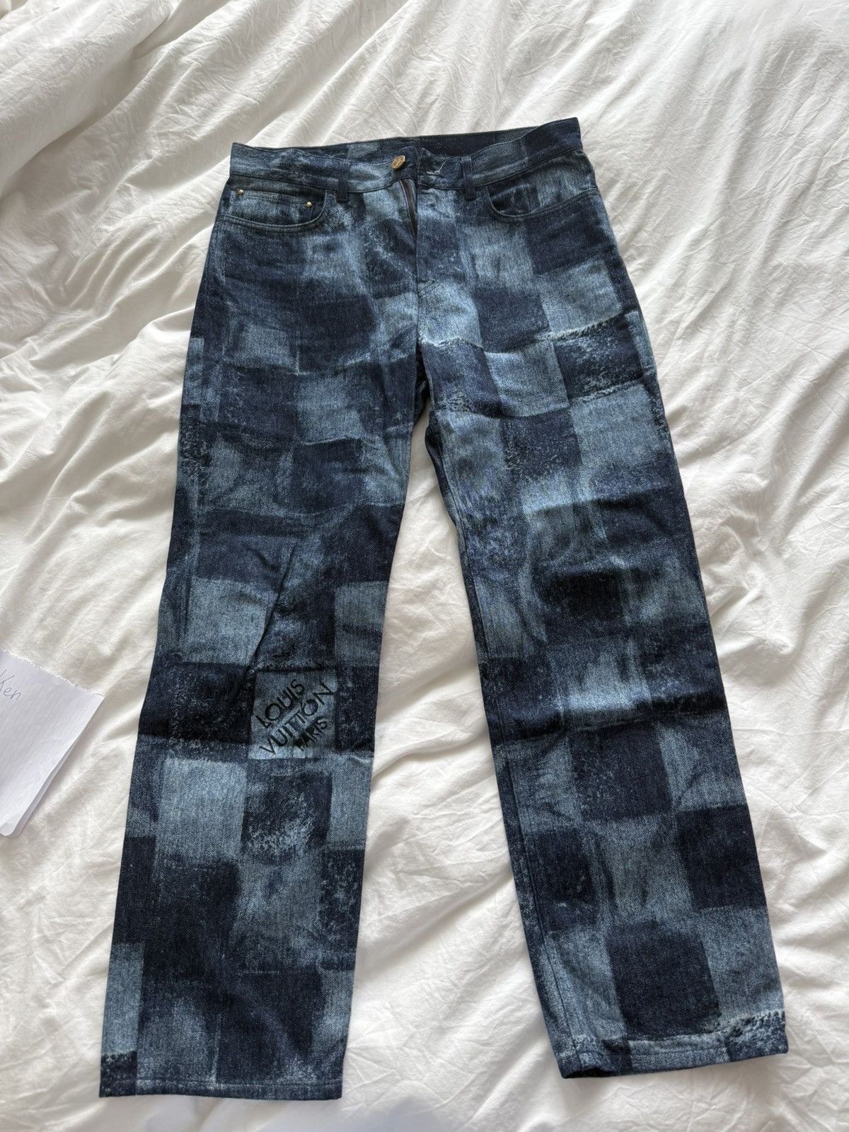 Louis Vuitton Louis Vuitton Damier Denim Print Jeans Size US 31 - 11 Thumbnail
