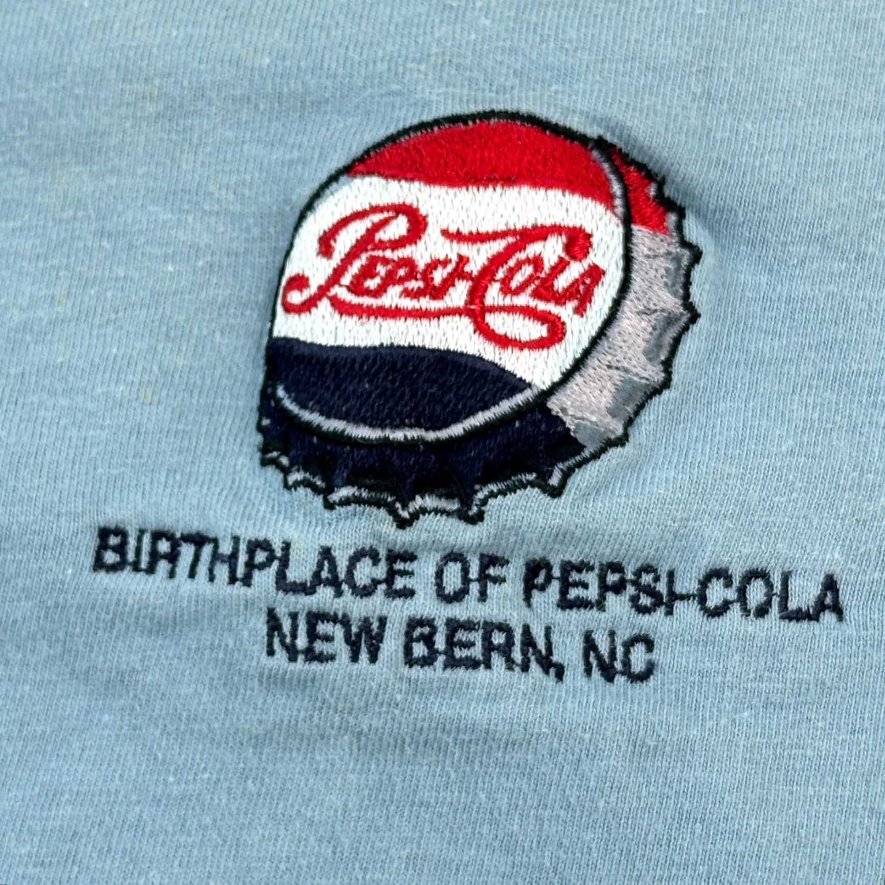 Hanes Vintage Hanes Beefy-T Shirt Mens M Blue Cotton Embroidered Pepsi Cola Birthplace Y2K Retro 90s USA Shirt Size US M / EU 48-50 / 2 - 2 Thumbnail