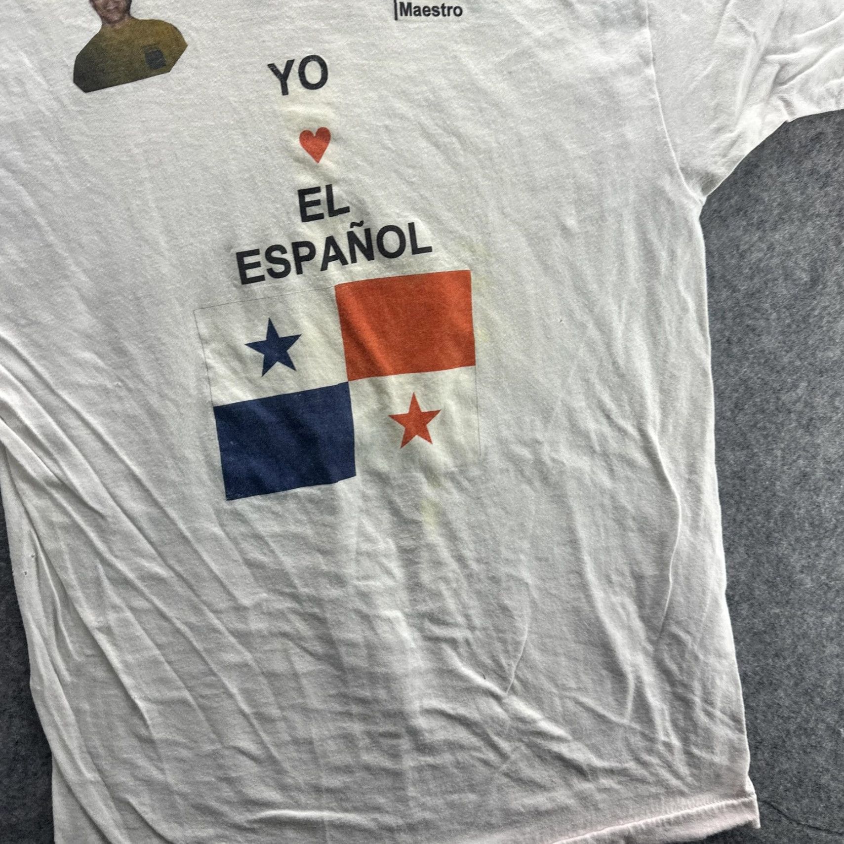 Fruit Of The Loom VINTAGE Fruit of the Loom T-Shirt Men's Large White Panama Flag IES Language 90s Graphic Tee Size US L / EU 52-54 / 3 - 4 Thumbnail