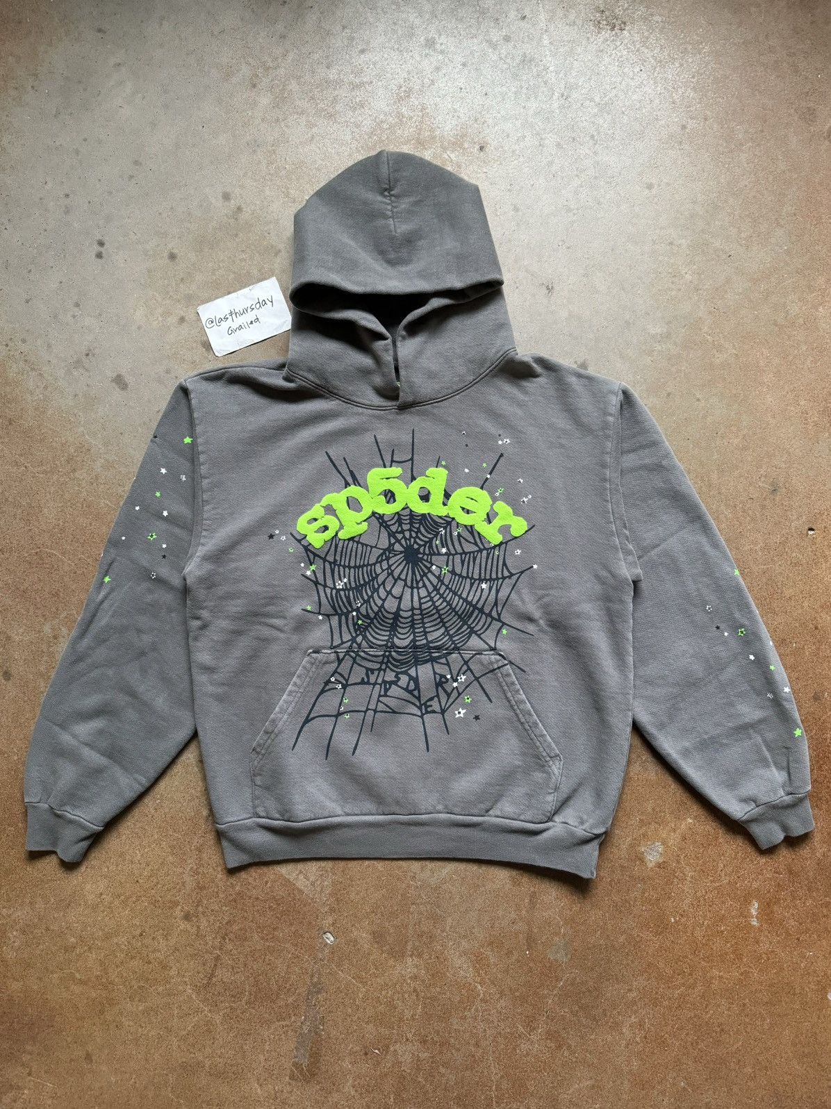 Young Thug Sp5der Wait Web Hoodie Slate Grey Medium | Grailed