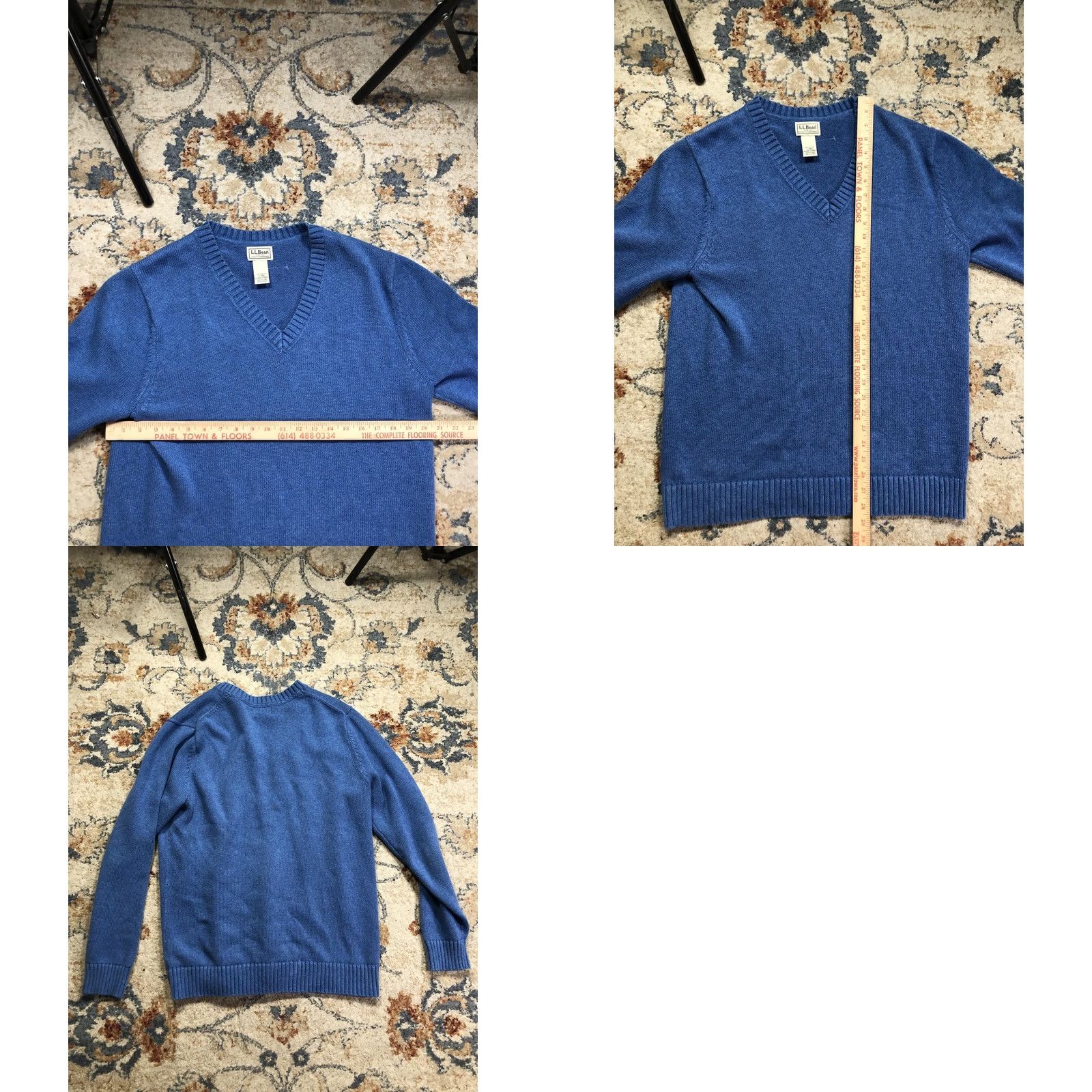 Vintage L.L.Bean Sweater Mens LT Large Tall Blue V-Neck Cotton Knit Pullover Long Sleeve Size US L / EU 52-54 / 3 - 8 Thumbnail