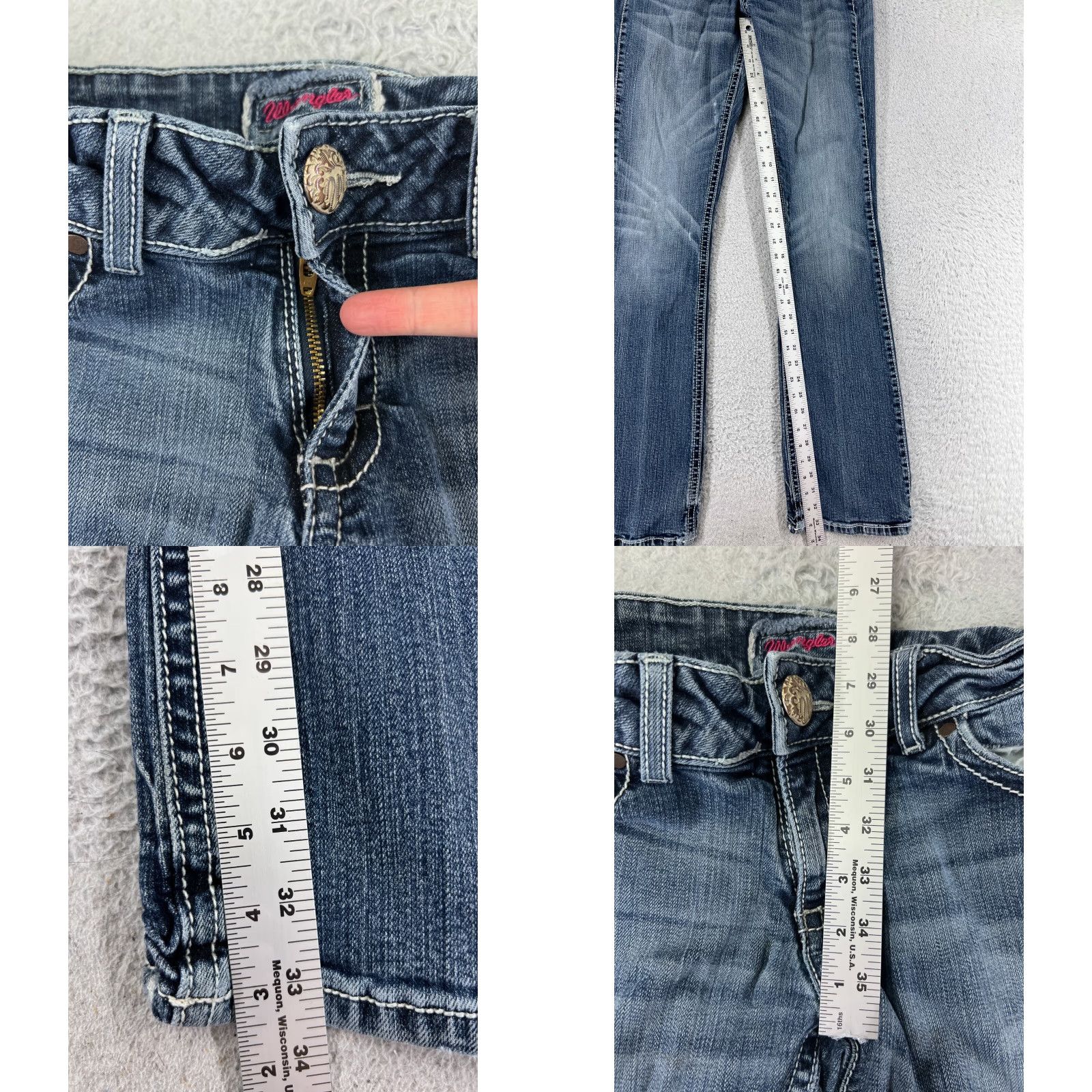 Wrangler Wrangler Jeans Women 7 Blue Denim Bootcut Distressed Cotton Blend 5-Pocket Design Bootcut Wrangler Size 28" / US 6 / IT 42 - 8 Thumbnail