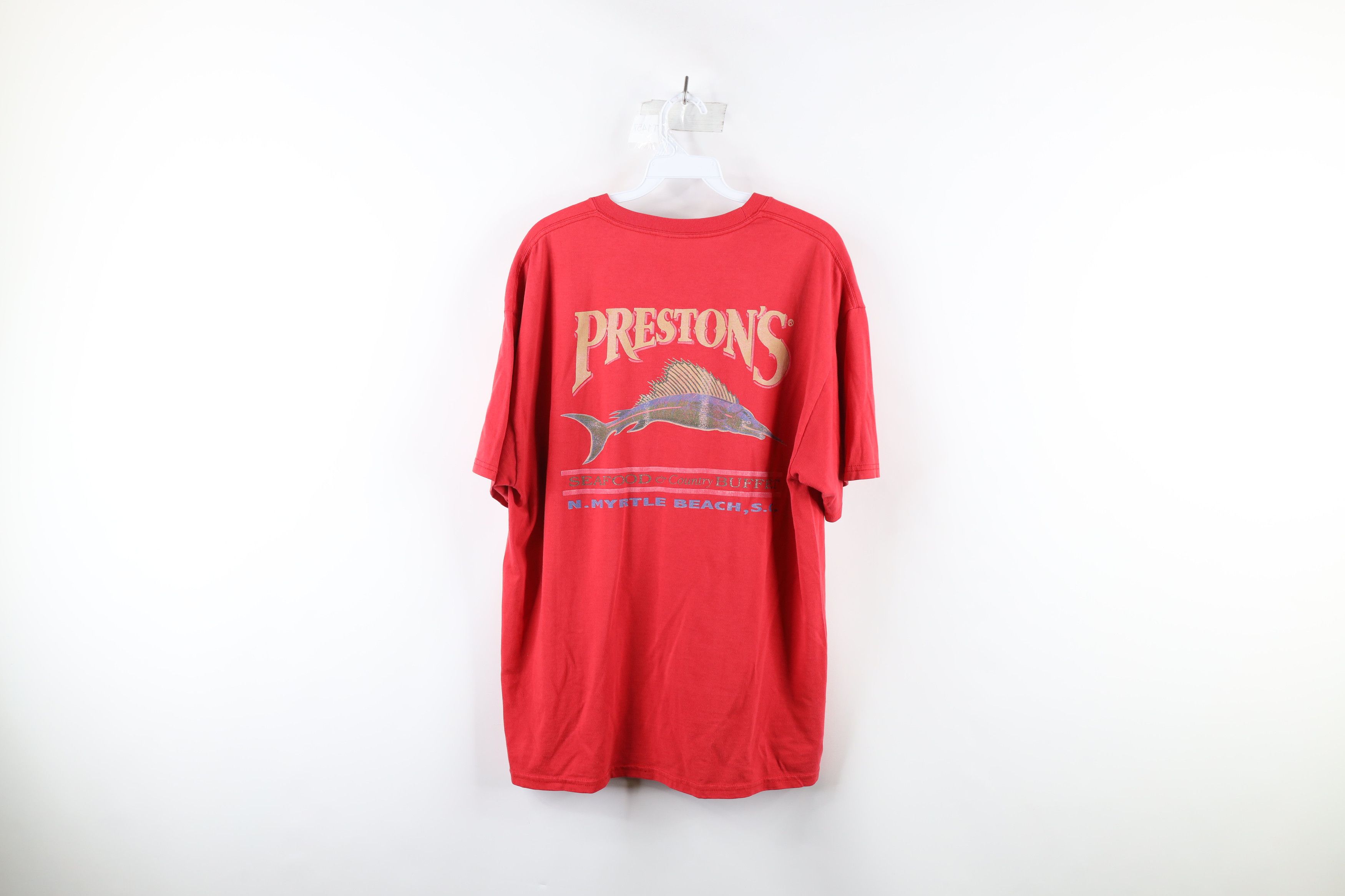 Vintage Vintage Streetwear Spell Out Prestons Seafood T-Shirt Red Size US L / EU 52-54 / 3 - 10 Thumbnail