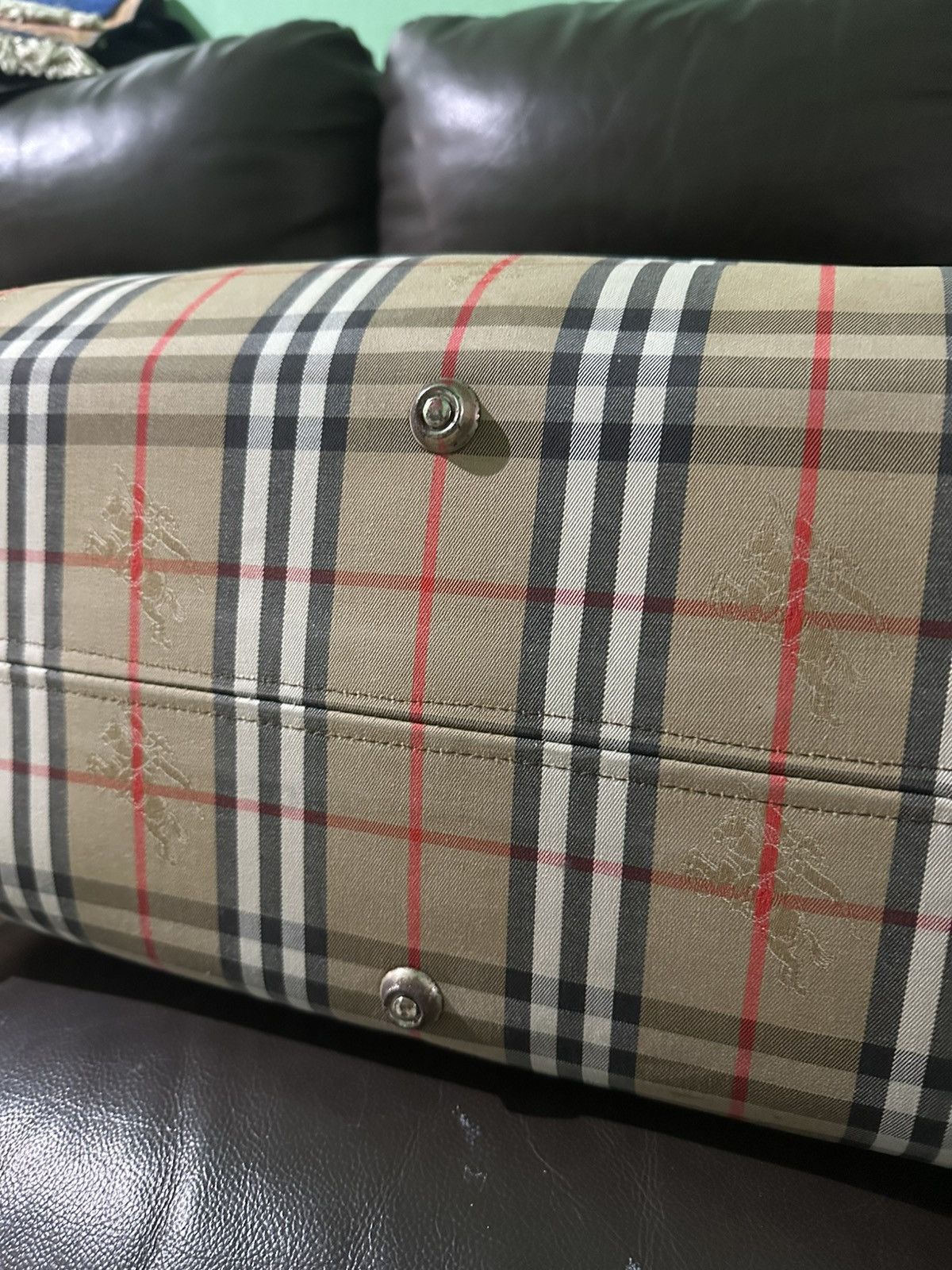 Burberry × Designer × Vintage Vintage 90s burberrys beige nova check travel bag Size ONE SIZE - 6 Thumbnail