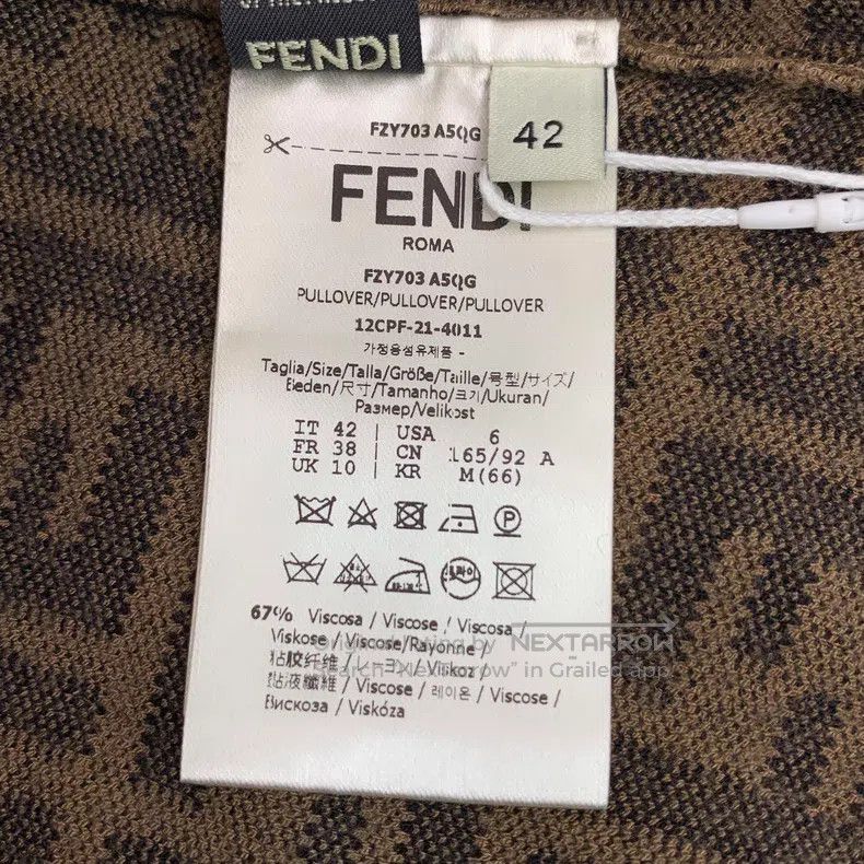 Fendi Fendi Dark Brown Logo Monogram Printed Long Sleeve Knit To Size S / US 4 / IT 40 - 6 Thumbnail
