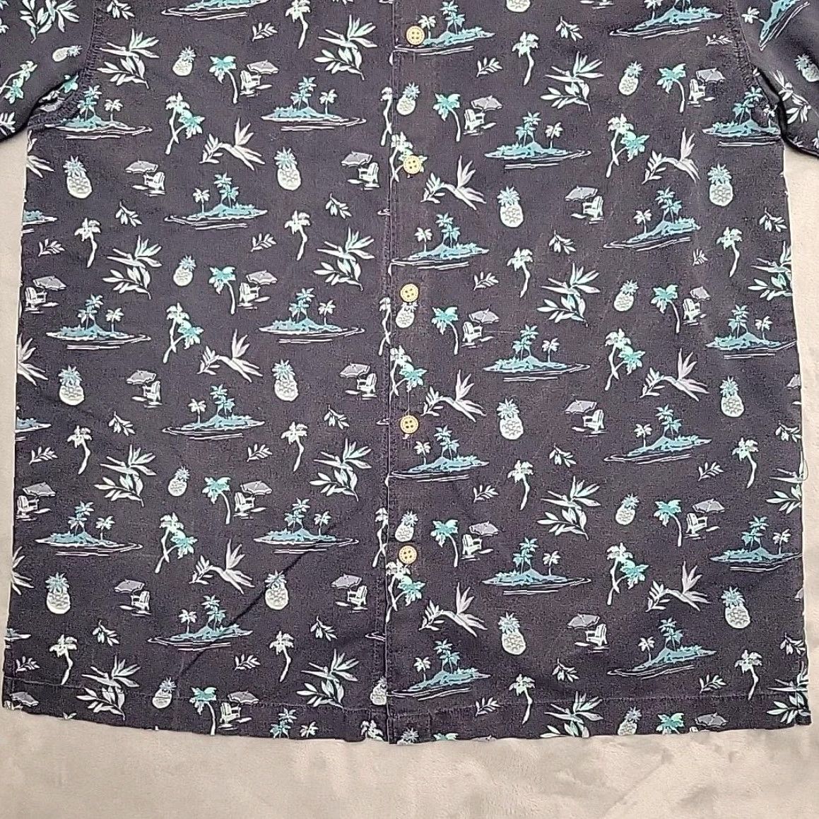 Cubavera Cubavera Shirt Mens Large Blue Hawaiian Pineapple Tropical Guayabera Rayon Button-Up Short Sleeve Collared Casual N/A Mens Size US L / EU 52-54 / 3 - 2 Thumbnail