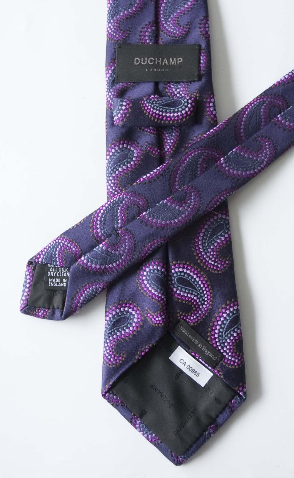 Duchamp London Duchamp Paisley Tie Silk Made in England Purple Size ONE SIZE - 5 Thumbnail