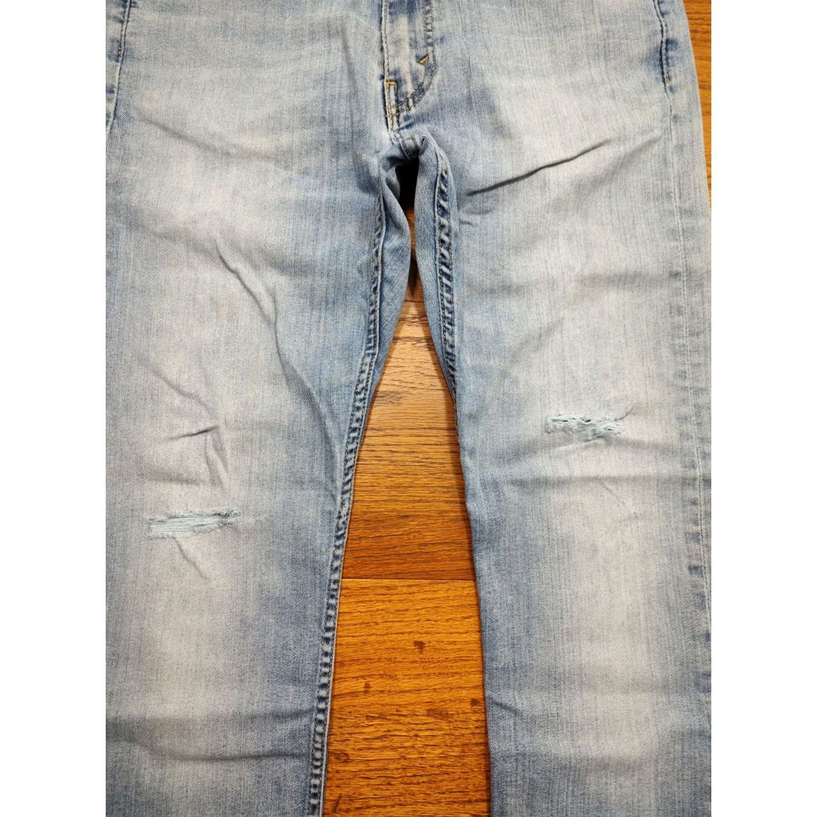 Levi's Levi's 513 Straight Jeans Mens 32x31 Light Wash Distressed Denim Size US 32 / EU 48 - 6 Thumbnail