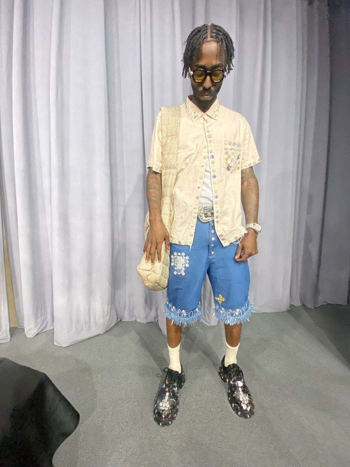 Japanese Brand Holy ✝️Jeweled Jorts Sample Size US 32 / EU 48 - 9 Thumbnail