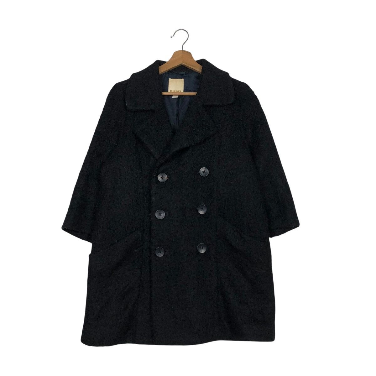 Diesel 🔥RICH BLACK MOHAIR LONG JACKET DOUBLE BREAST DIESEL Size US XXS / EU 40 - 3 Thumbnail