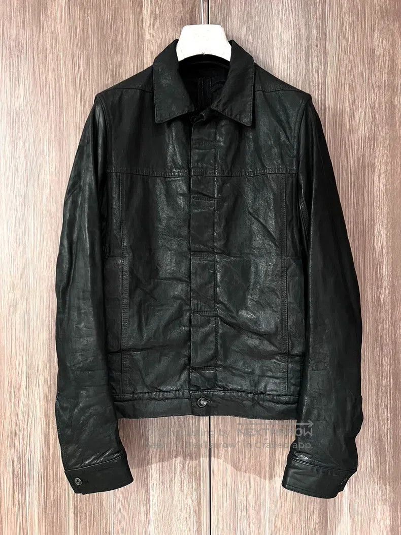Rick Owens Rick Owens Wax Coated Leather Sleeve Denim Jacket and Cott Size US S / EU 44-46 / 1 - 1 Thumbnail