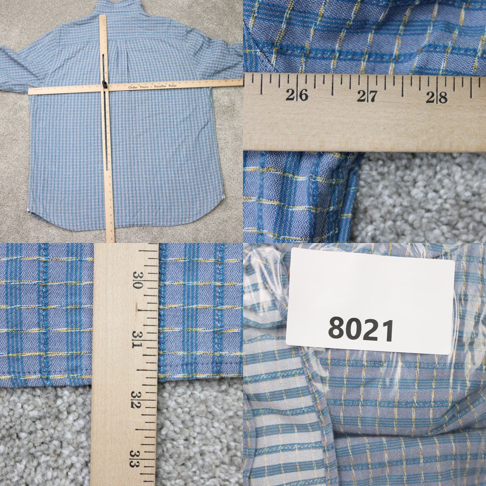 Carbon2Cobalt Carbon 2 Cobalt Shirt Mens Large Blue/Yellow Check Textured Cotton Long Sleeve Size US L / EU 52-54 / 3 - 8 Thumbnail