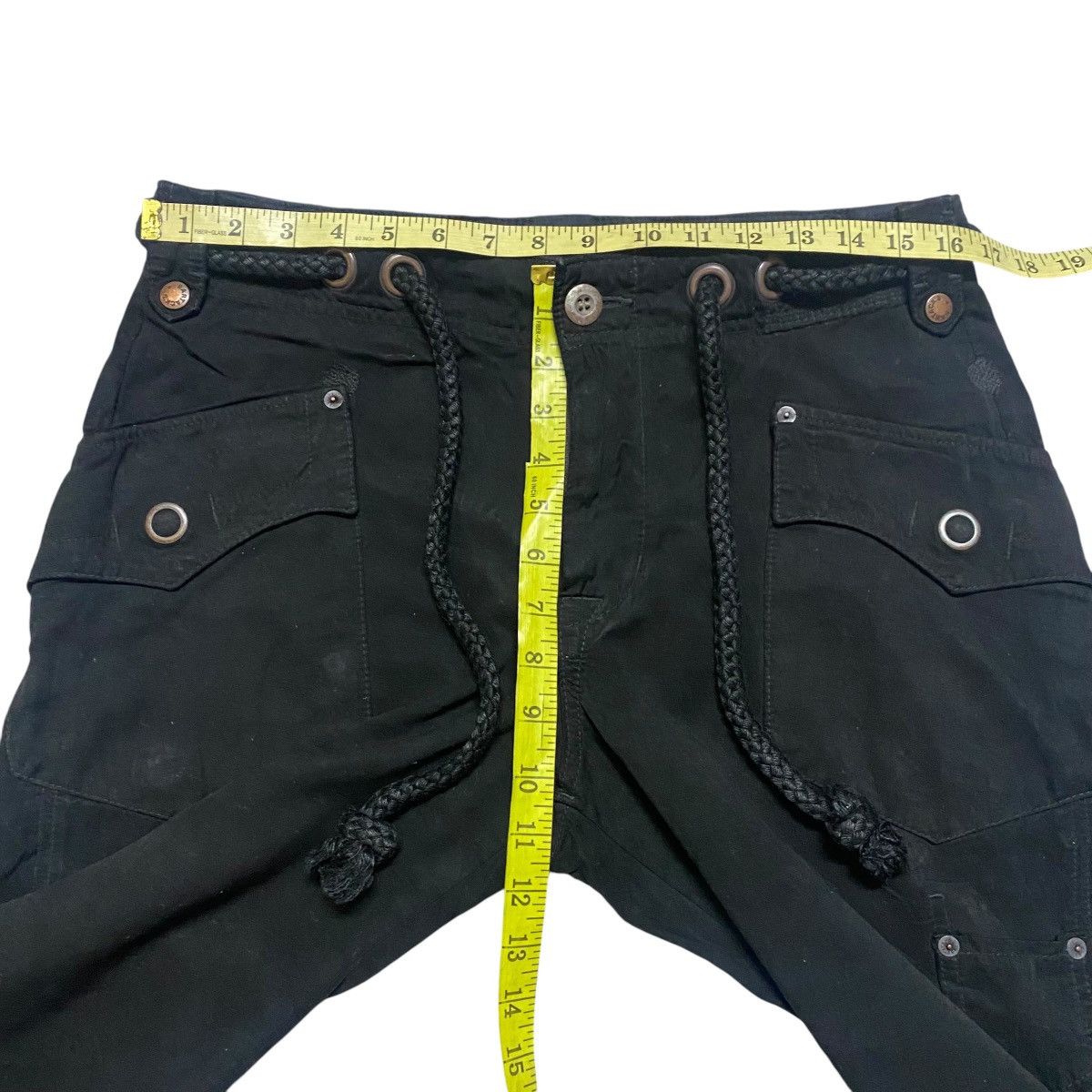 Japanese Brand Japanese Brand Bartack Black Cargo Pants Drawstring Size US 33 - 15 Thumbnail