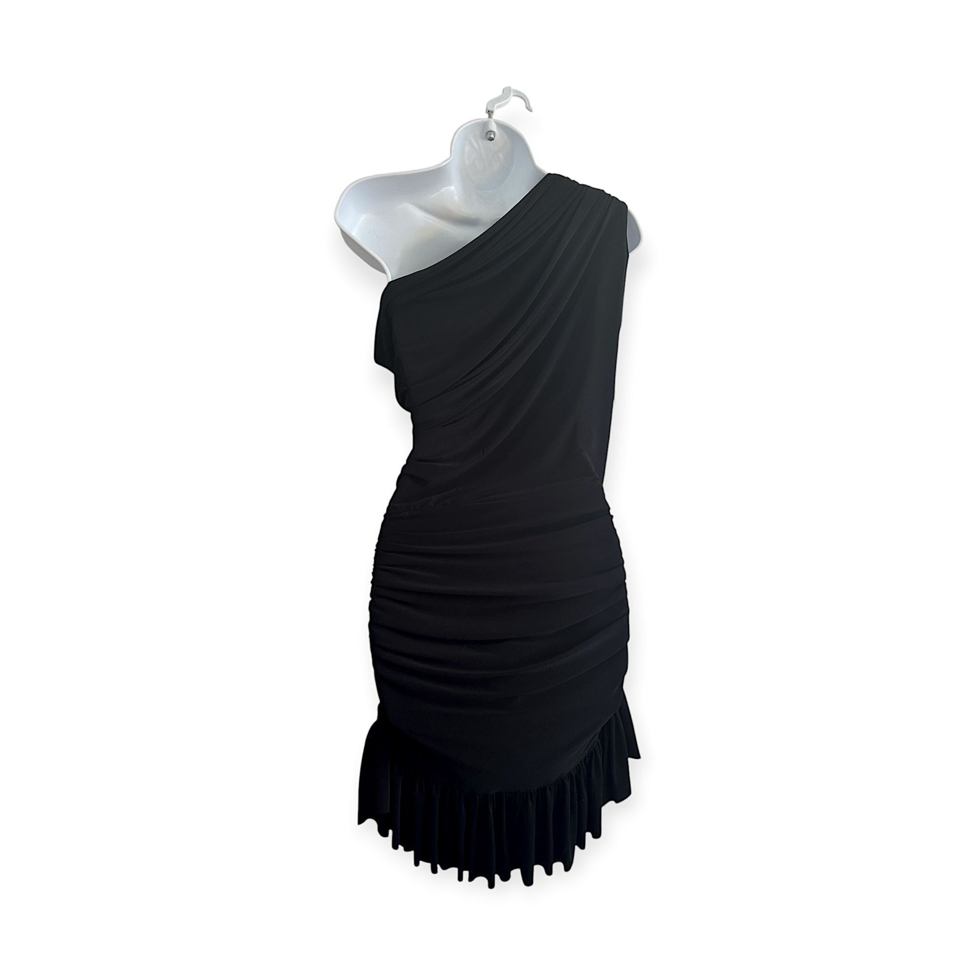 Norma Kamali Norma Kamali One Shoulder Peasant Mini Dress, Black, Size Size S / US 4 / IT 40 - 2 Thumbnail