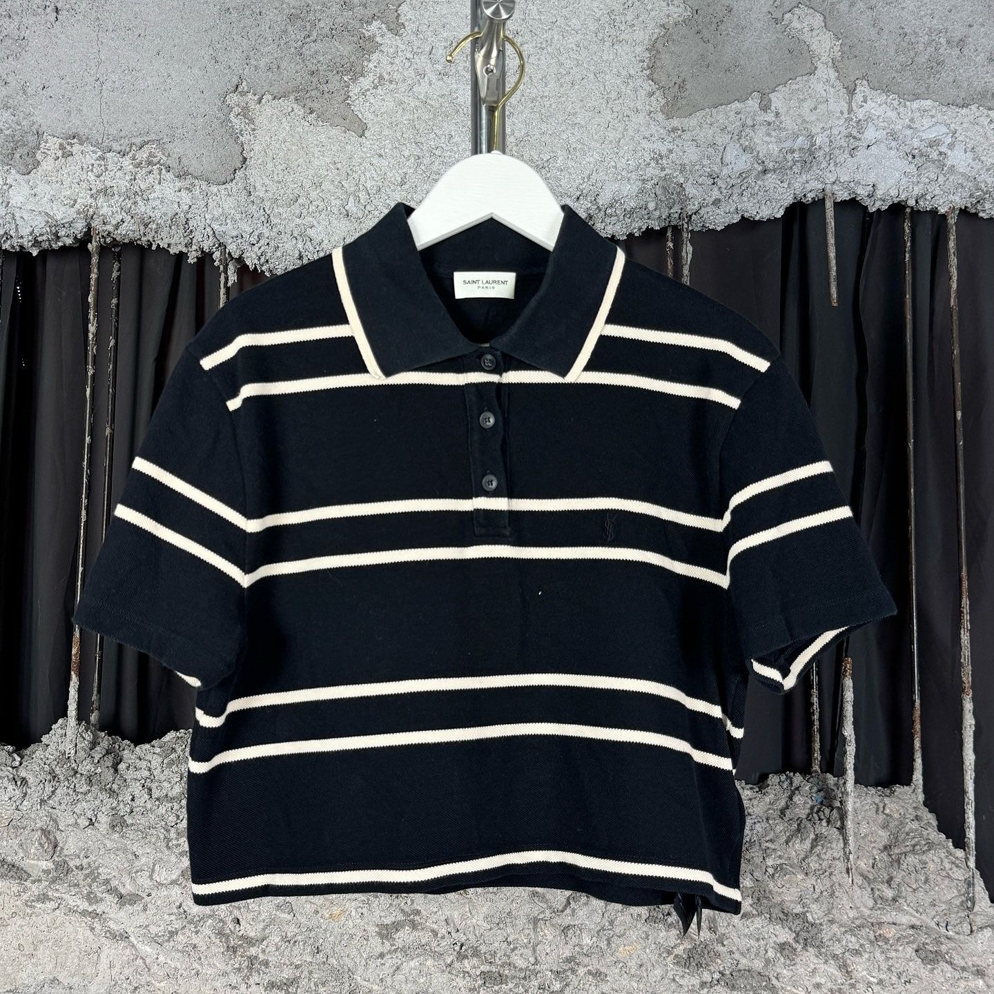 Saint Laurent Paris Saint Laurent Contrast Striped Polo Size M Size US M / EU 48-50 / 2 - 1 Thumbnail