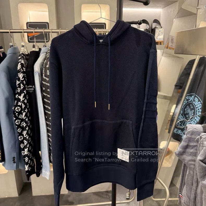 Thom Browne Thom Browne Long-Sleeve Hoodie with Dark Striped Sleeves Size US L / EU 52-54 / 3 - 1 Thumbnail
