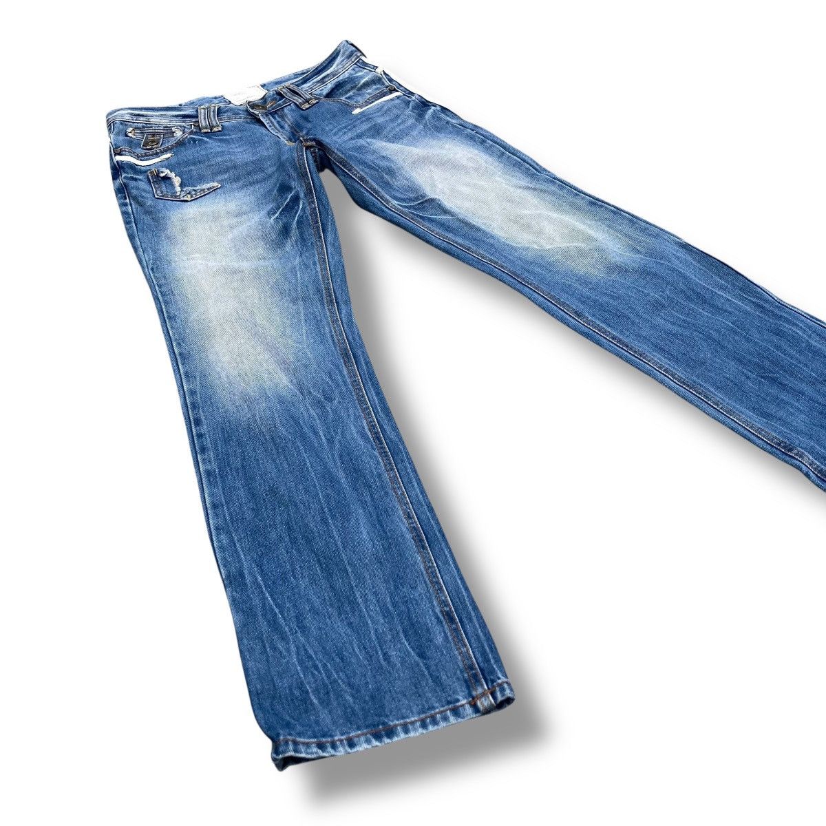 Hysteric Glamour 🇯🇵 YOSHITOMO NARA LOLITA WASHED DISTRESSED DENIM PANTS Size 32" / US 10 / IT 46 - 3 Thumbnail