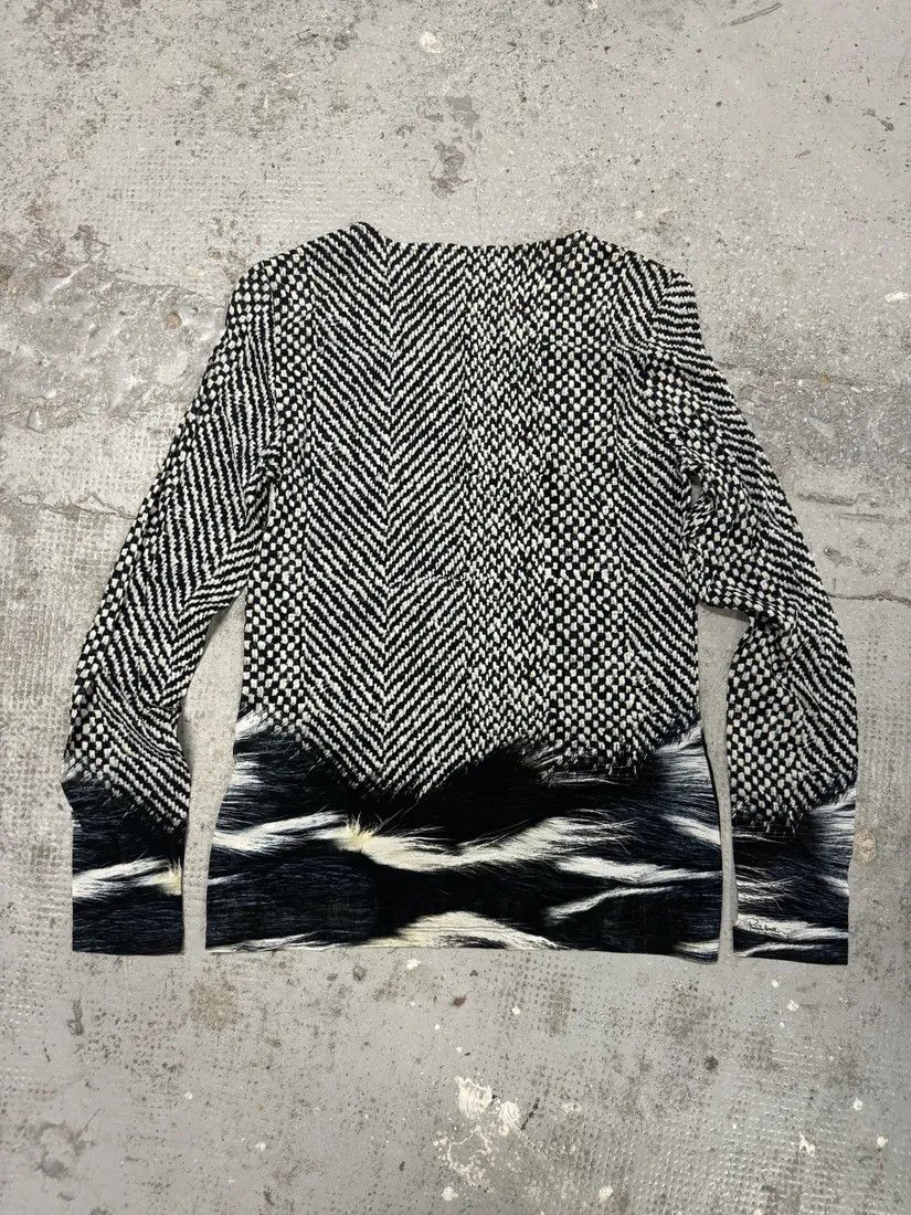 Designer × Roberto Cavalli × Vintage 2000s Roberto Cavalli Black & White Long Fur Print Longsleeves Size US S / EU 44-46 / 1 - 2 Thumbnail