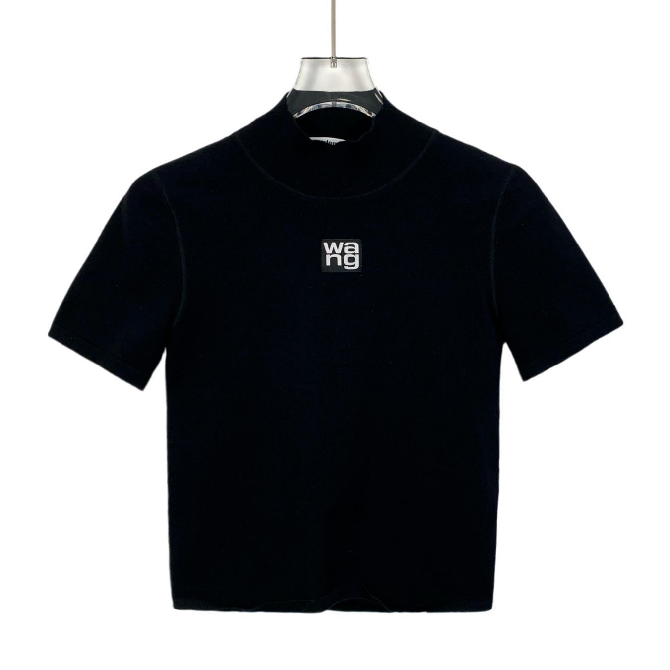 Alexander Wang Alexander Wang Black Mock Neck Short Sleeve Ribbed Knit Top Size XS / US 0-2 / IT 36-38 - 1 Thumbnail