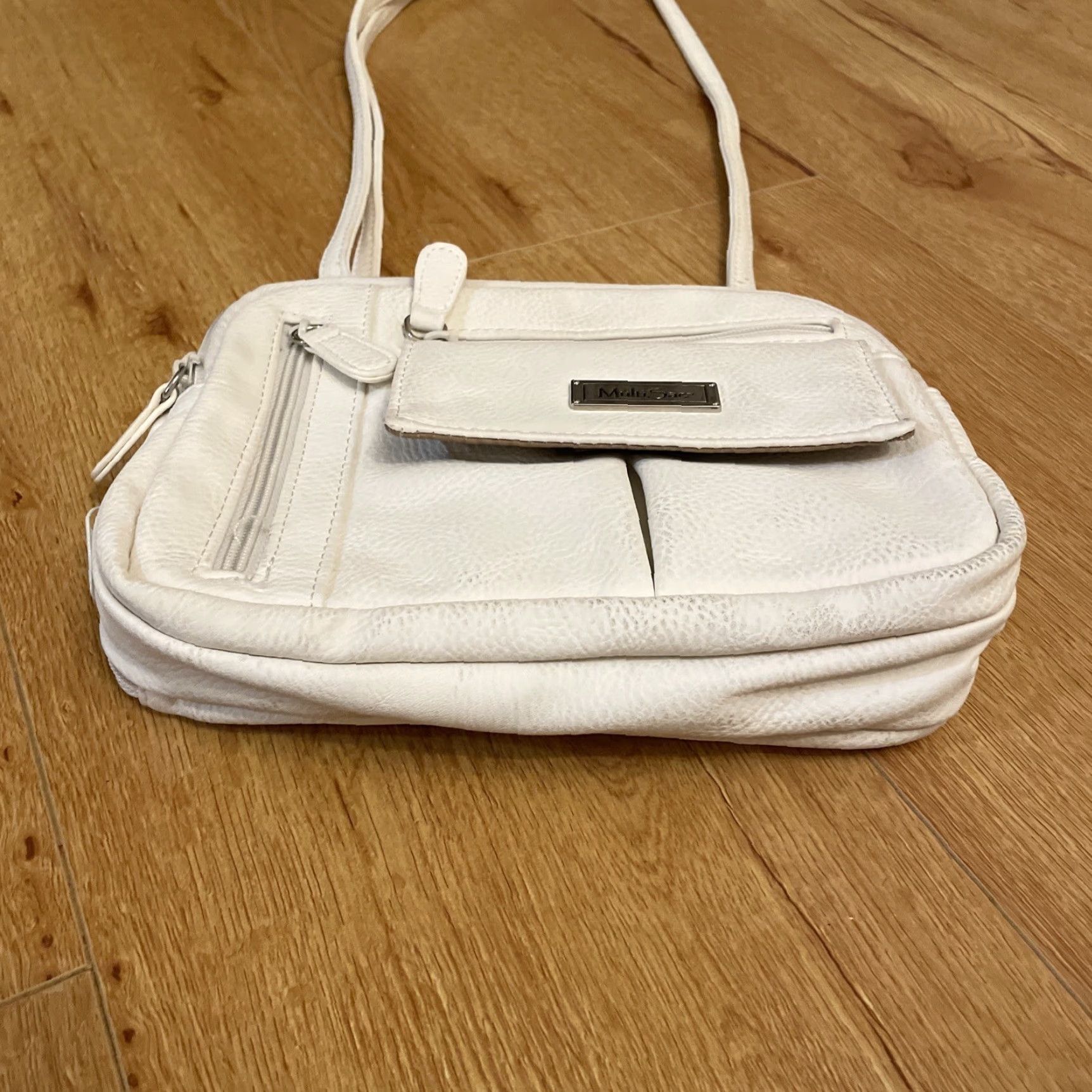Vintage VINTAGE MultiSac Haven White Vegan Leather Crossbody Handbag Pockets Boho Women Medium Crossbody Bags Mens? Size ONE SIZE - 3 Thumbnail
