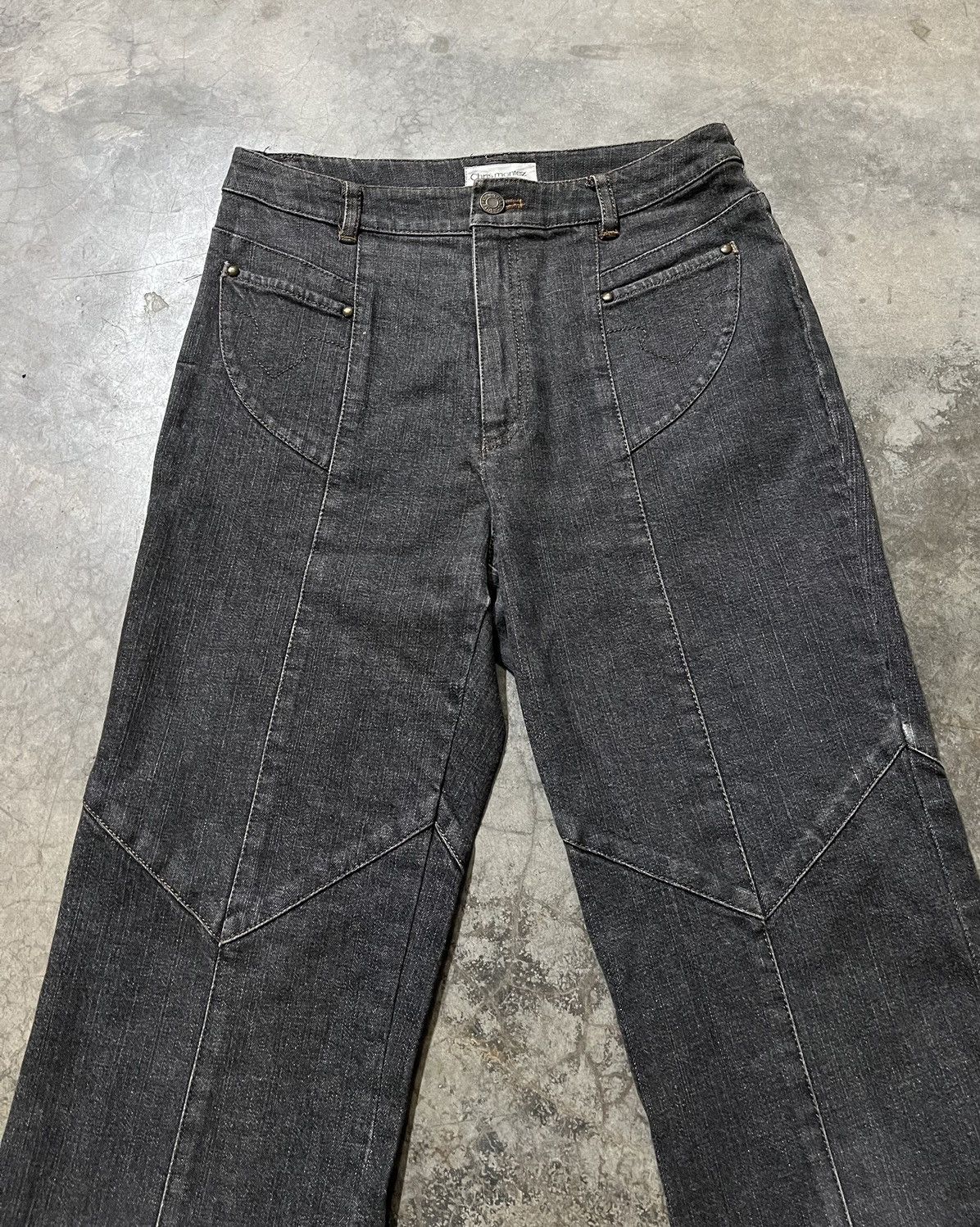 If Six Was Nine Rare black faded Flare Jeans Chris montez distressed leg Size US 27 - 5 Thumbnail
