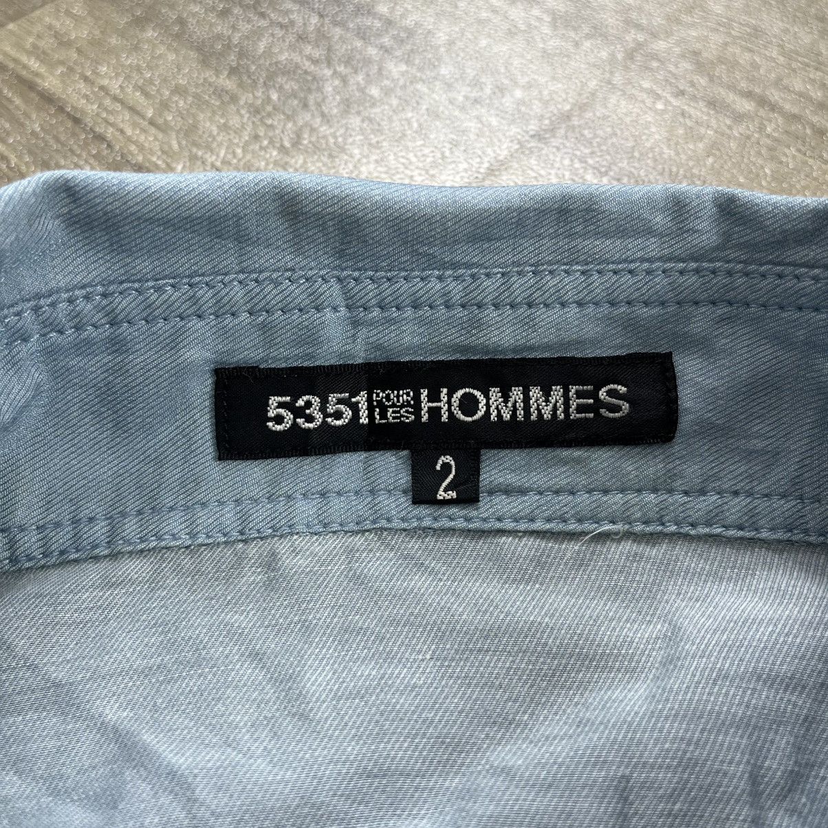5351 POUR LES HOMMES 1990s Vintage 5351 Pour Les Homme Blue Denim Shirt Designer Size US M / EU 48-50 / 2 - 4 Thumbnail